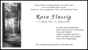Traueranzeige von Rosa Flassig von Wetterauer Zeitung