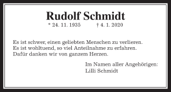Traueranzeige von Rudolf Schmidt von Allendorfer Mitteilungen