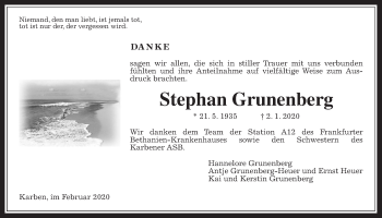 Traueranzeige von Stephan Grunenberg von Wetterauer Zeitung