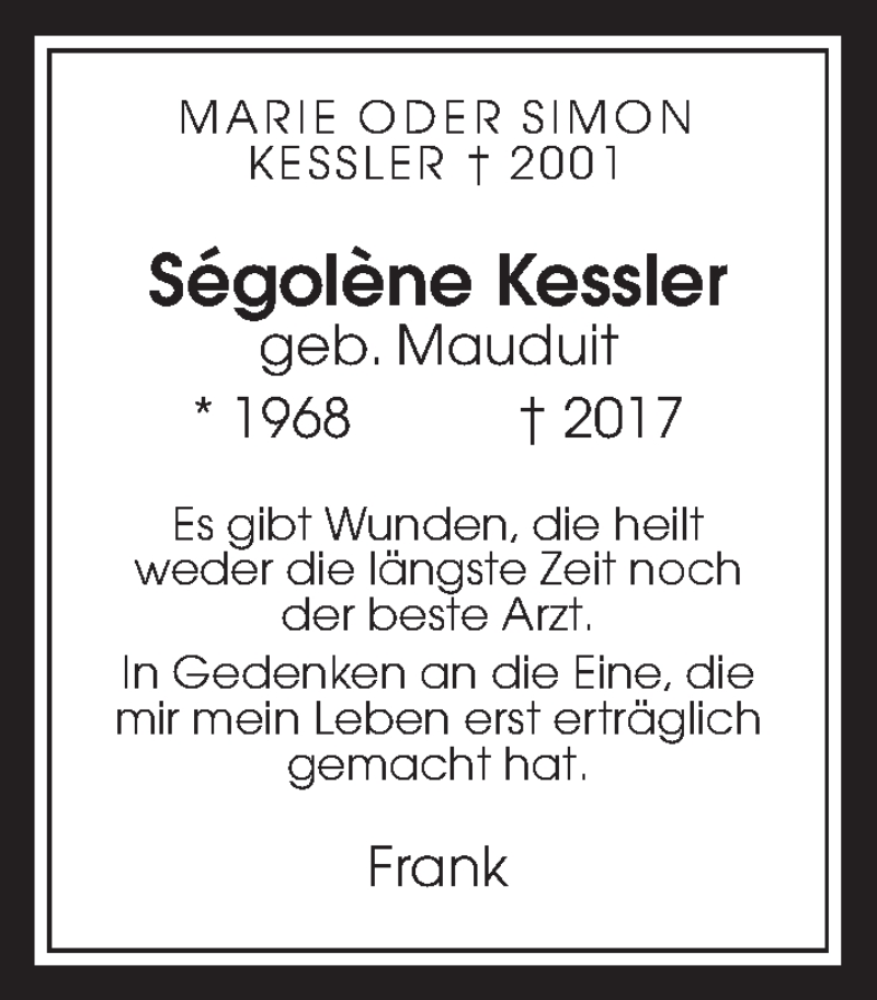  Traueranzeige für Ségolène Kessler vom 07.02.2020 aus Giessener Allgemeine, Alsfelder Allgemeine