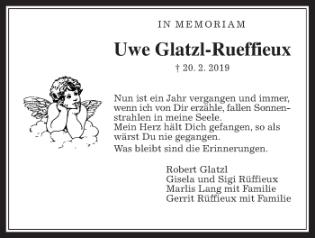 Traueranzeige von Uwe Glatzl-Rueffieux von Giessener Allgemeine, Alsfelder Allgemeine