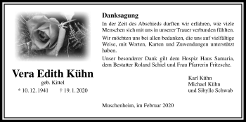 Traueranzeige von Vera Edith Kühn von Licher Wochenblatt
