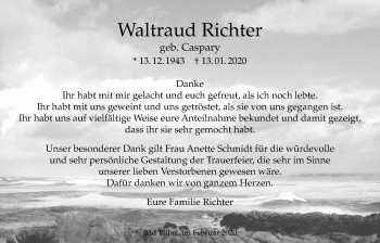 Traueranzeige von Waltraud Richter von Bad Vilbel/Karben
