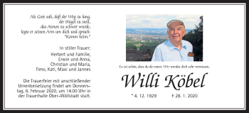 Traueranzeige von Willi Köbel von Wetterauer Zeitung