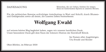 Traueranzeige von Wolfgang Ewald von Wetterauer Zeitung