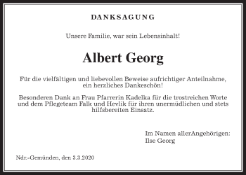 Traueranzeige von Albert Georg von Giessener Allgemeine, Alsfelder Allgemeine