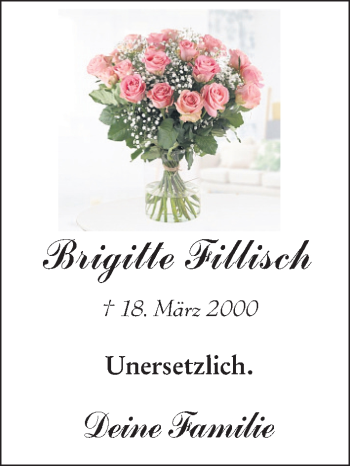 Traueranzeige von Brigitte Fillisch von Giessener Allgemeine, Alsfelder Allgemeine