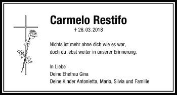 Traueranzeige von Carmelo Restifo von Bad Vilbel/Karben