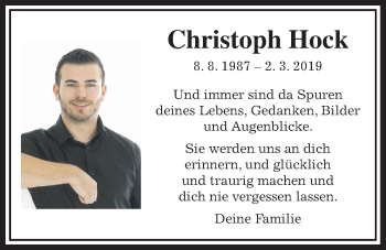 Traueranzeige von Christoph Hock von Alsfelder Allgemeine