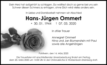 Traueranzeige von Hans-Jürgen Ommert von Giessener Allgemeine, Alsfelder Allgemeine
