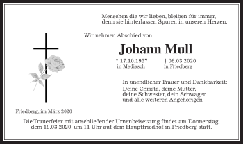 Traueranzeige von Johann Mull von Wetterauer Zeitung