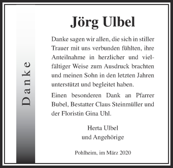 Traueranzeige von Jörg Ulbel von Pohlheimer Nachrichten