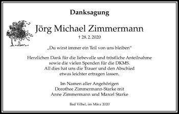 Traueranzeige von Jörg Michael Zimmermann von Bad Vilbel/Karben