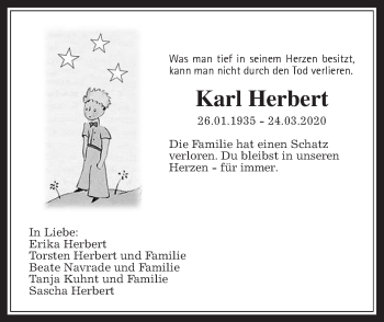 Traueranzeige von Karl Herbert von Wetterauer Zeitung