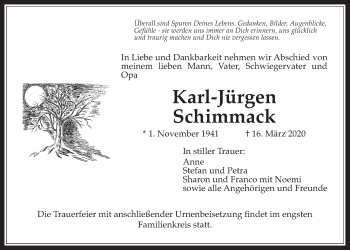 Traueranzeige von Karl-Jürgen Schimmack von Wetterauer Zeitung