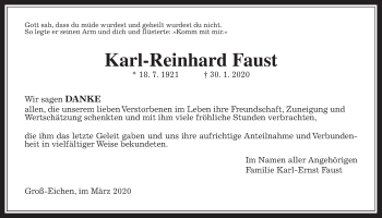 Traueranzeige von Karl-Reinhard Faust von Mücker Stimme