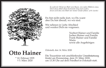 Traueranzeige von Otto Hainer von Wetterauer Zeitung