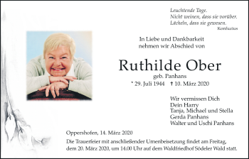 Traueranzeige von Ruthilde Ober von Wetterauer Zeitung