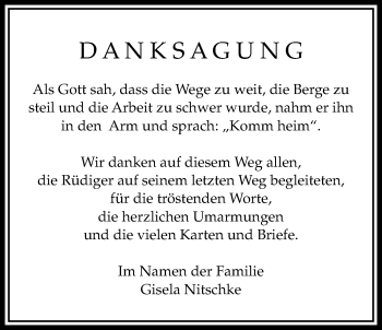 Traueranzeige von Rüdiger Nitschke von Bad Vilbel/Karben