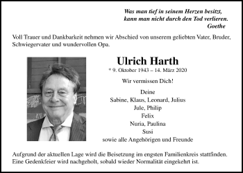 Traueranzeige von Ulrich Harth von Wetterauer Zeitung