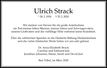 Traueranzeige von Ulrich Strack von Bad Vilbel/Karben