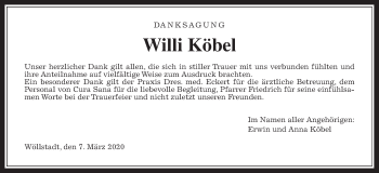Traueranzeige von Willi Köbel von Wetterauer Zeitung