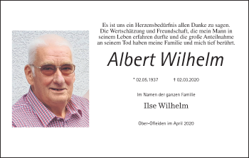 Traueranzeige von Albert Wilhelm von Alsfelder Allgemeine