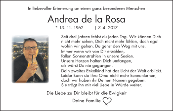Traueranzeige von Andrea de la Rosa von Wetterauer Zeitung