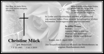Traueranzeige von Christine Mück von Wetterauer Zeitung