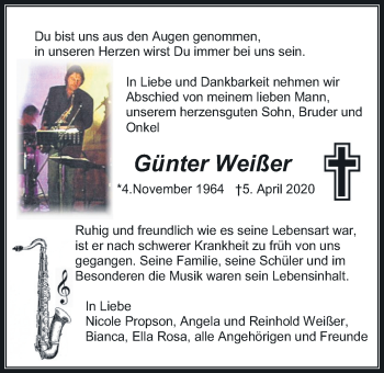 Traueranzeige von Günter Weißer von Laubacher Anzeiger
