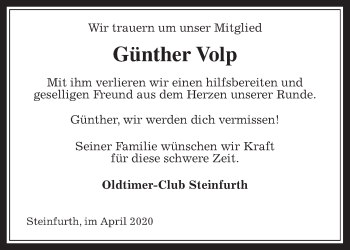 Traueranzeige von Günther Volp von Wetterauer Zeitung