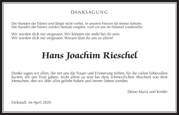 Traueranzeige von Hans Joachim Rieschel von Wetterauer Zeitung