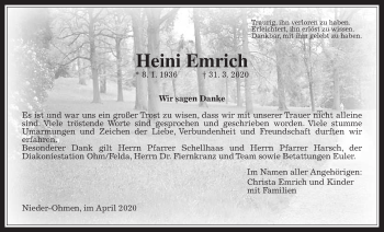Traueranzeige von Heini Emrich von Mücker Stimme