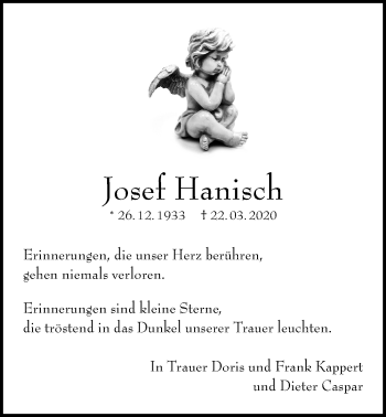 Traueranzeige von Josef Hanisch von Bad Vilbel/Karben