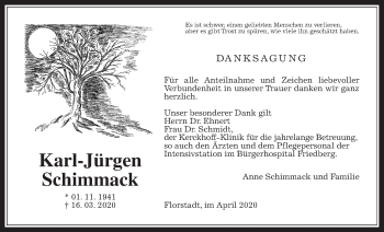 Traueranzeige von Karl-Jürgen Schimmack von Wetterauer Zeitung