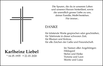 Traueranzeige von Karlheinz Liebel von Bad Vilbel/Karben