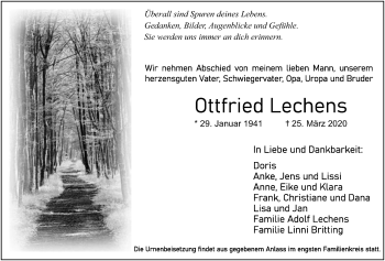 Traueranzeige von Ottfried Lechens von Licher Wochenblatt