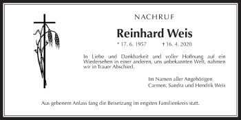 Traueranzeige von Reinhard Weis von Pohlheimer Nachrichten