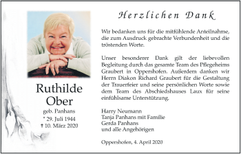 Traueranzeige von Ruthilde Ober von Wetterauer Zeitung