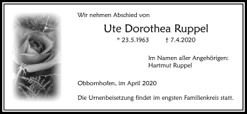 Traueranzeige von Ute Dorothea Ruppel von Licher Wochenblatt