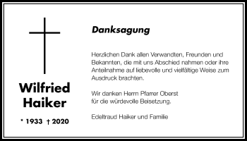 Traueranzeige von Wilfried Haiker von Bad Vilbel/Karben