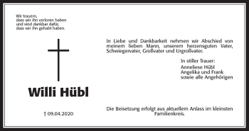 Traueranzeige von Willi Hübl von Wetterauer Zeitung