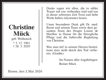 Traueranzeige von Christine Mück von Wetterauer Zeitung