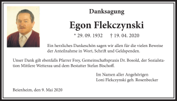 Traueranzeige von Egon Flekczynski von Wetterauer Zeitung