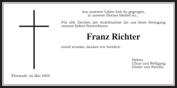 Traueranzeige von Franz Richter von Wetterauer Zeitung