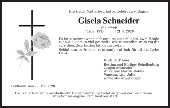 Traueranzeige von Gisela Schneider von Pohlheimer Nachrichten