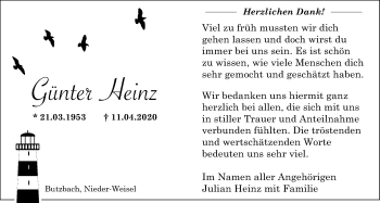 Traueranzeige von Günter Heinz von Wetterauer Zeitung