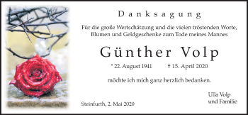 Traueranzeige von Günther Volp von Wetterauer Zeitung