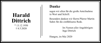 Traueranzeige von Harald Dittrich von Licher Wochenblatt
