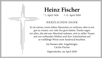 Traueranzeige von Heinz Fischer von Wetterauer Zeitung